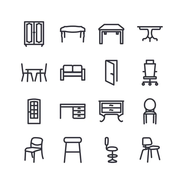 Mobilya çizgi Icon Set