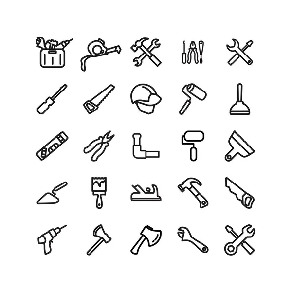 Инструменты Иконка Инструментами Ремонта Строительный Шлем Молоток Отвертка — стоковый вектор