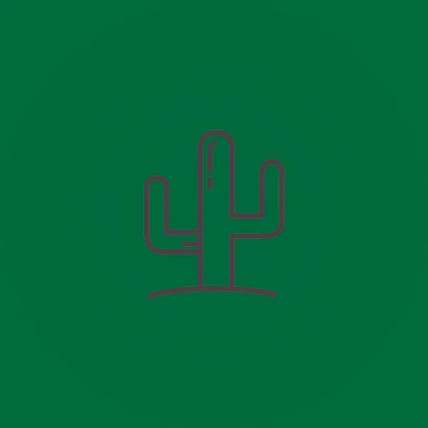 Pouštní Rostlina Ikona Čáry Kaktusu Mexický Kaktus — Stockový vektor