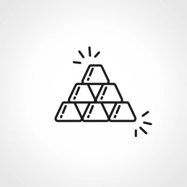 Altın külçeleri taslak simgesi. altın çizgi simgesi.