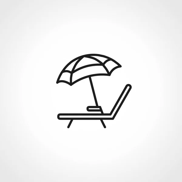 Deckchair Umbrella Line Icon Beach Umbrella Outline Icon — Stock Vector