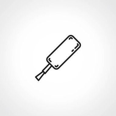 Tırnak cilası ikonu. Tırnak cilası diş minesi manikür parmak pembe ince çizgi vektör simgesi.