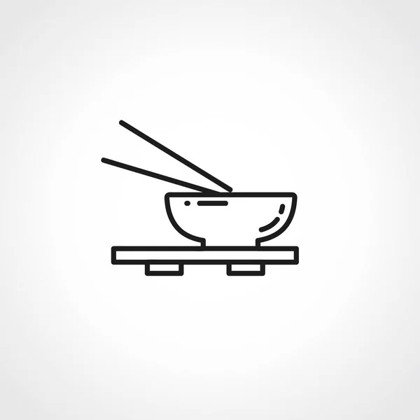 Bol Avec Des Baguettes Chinoises Ligne Icône Bol Nouilles Avec — Image vectorielle