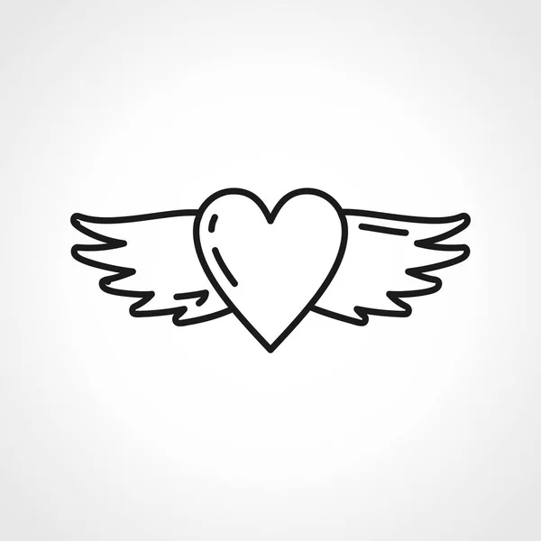 Coração Com Asas Ícone Linha Coração Com Asas Amor Web — Vetor de Stock