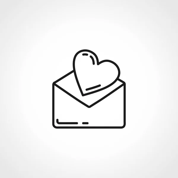 Envelope Com Ícone Coração Ícone Linha Mensagem Amor Carta Amor —  Vetores de Stock