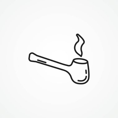 Puro içilen boru hattı ikonu. tüten boru ağı doğrusal simgesi.