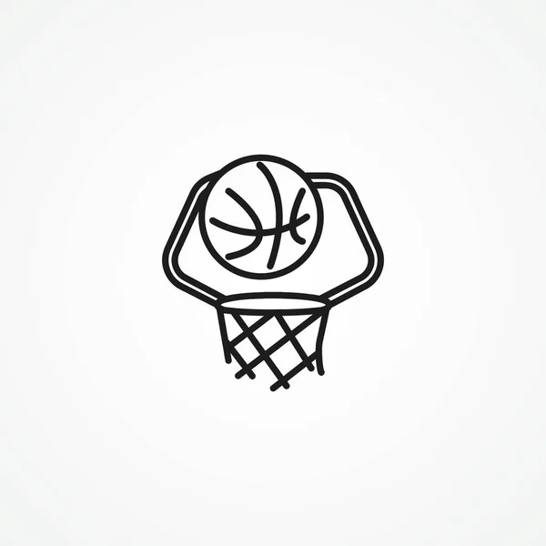 Basketbal Lijn Icoon Bal Een Basketbal Mand Web Lineair Pictogram — Stockvector