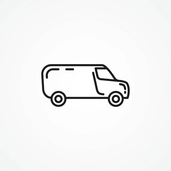 Minibuss Ikon Mini Van Leverans Lastbil Linje Ikon — Stock vektor