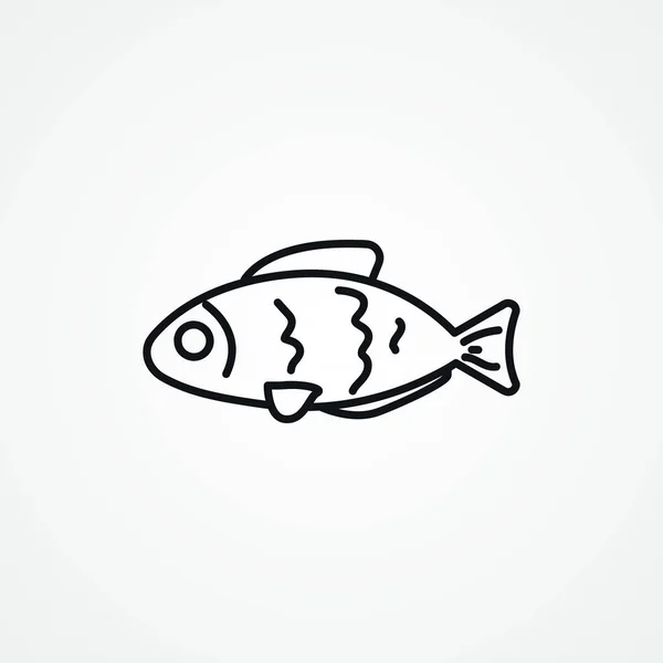 Значок Рыбной Линии Иконка Контура Рыбы — стоковый вектор