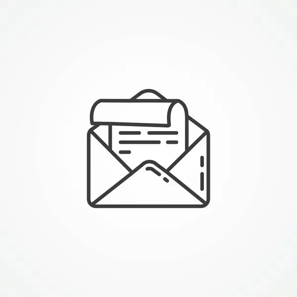 Mail Ícone Contorno Envelope Aberto Ícone Linha Mail —  Vetores de Stock