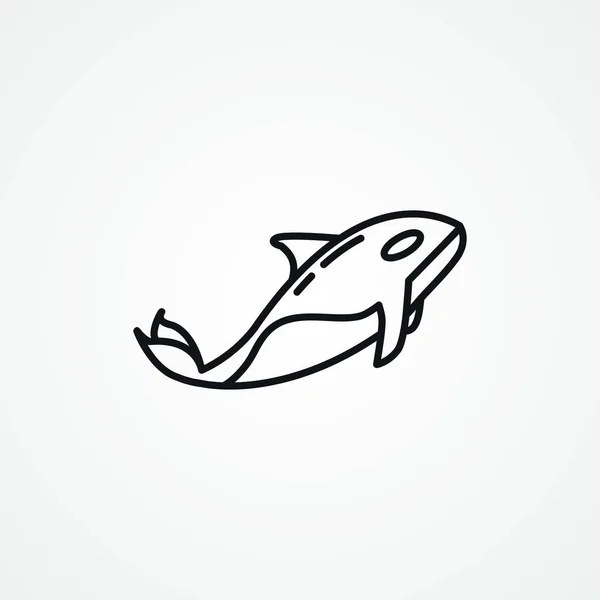 Orca Line Icon Killer Whale Outline Icon — Vector de stock