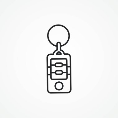 Araba anahtarı taslak simgesi. araba alarmı uzaktan kontrol çizgisi simgesi.