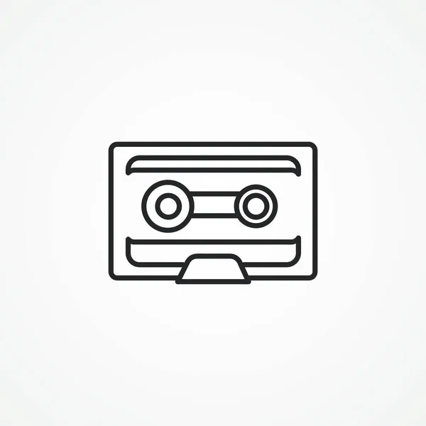 Audio Kassettenbandzeilen Symbol Audio Tape Umriss Symbol — Stockvektor