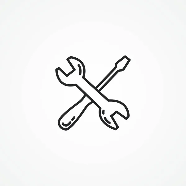 Wrench Screwdriver Cross Line Icon Service Line Icon — Stock Vector