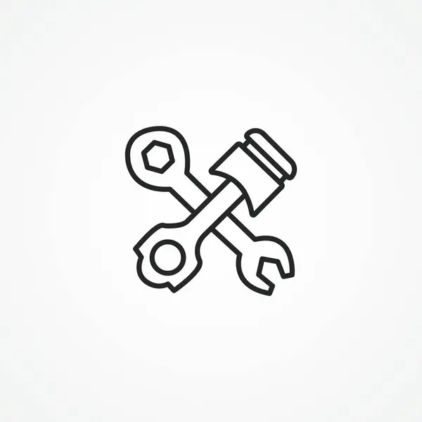 Значок Лінії Ремонту Автомобіля Автомобільний Поршень Двигуна Піктограмою Контуру Ключа — стоковий вектор