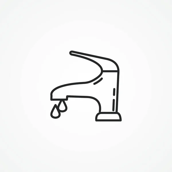 Значок Линии Крана Капельный Кран Иконкой Линии Падения — стоковый вектор
