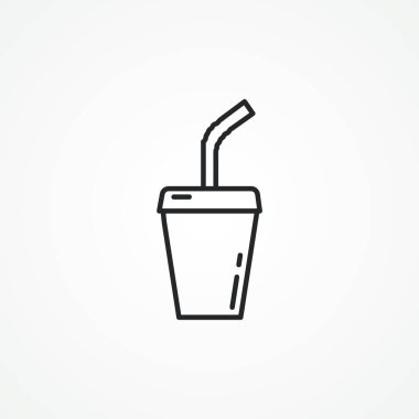 Soda bardağı çizgisi ikonu. Saman çizgisi simgesi olan tek kullanımlık bardakta soda