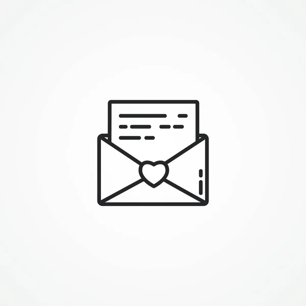 Envelope Com Ícone Linha Coração Ícone Linha Mensagem Amor Carta —  Vetores de Stock