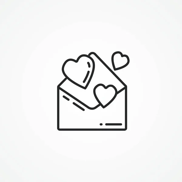 Envelope Com Ícone Linha Coração Ícone Linha Mensagem Amor Carta —  Vetores de Stock