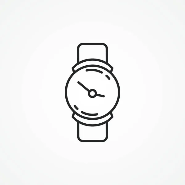 線のアイコンを見て 手腕時計のアウトラインアイコン — ストックベクタ