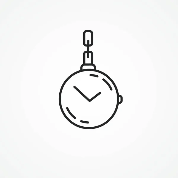 Значок Линии Карманных Часов Карманные Часы Иконкой Цепи — стоковый вектор