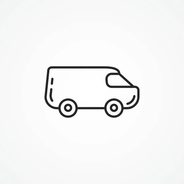 Icône Ligne Minivan Mini Van Livraison Camion Ligne Icône — Image vectorielle