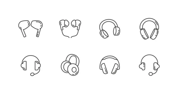 Kopfhörer Line Icon Set Mit Kopfhörer — Stockvektor