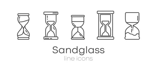 Sanduhrlinie Icon Set Sandglas Sanduhr — Stockvektor