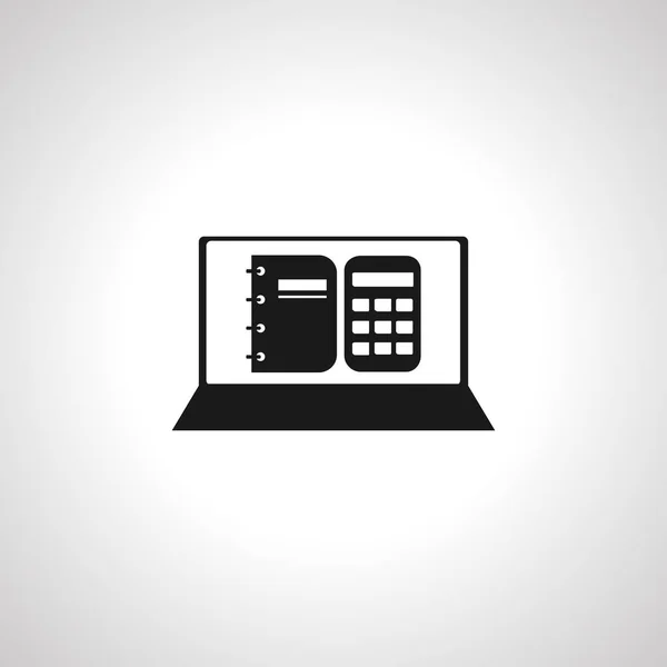Ikona Účetního Softwaru Kalkulačka Poznámkovým Blokem Ikoně Notebooku — Stockový vektor