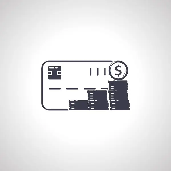 Kreditkort Med Mynt Ikon Ikonen För Debitering — Stock vektor