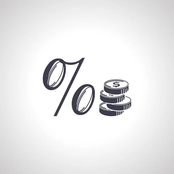 Значок Процентной Ставки Значок Процентной Комиссии Монеты Иконкой Процента — стоковый вектор