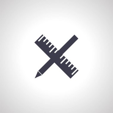 pencil and ruler icon. ruler with pencil cross icon