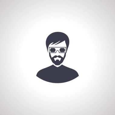 3 boyutlu gözlüklü adam avatar. Adam 3D gözlük simgesi takıyor.