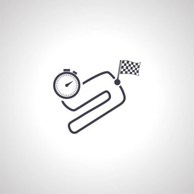 Yarış pisti ya da tur ikonu. Bayrak işaretini bitir. yarış pisti simgesi