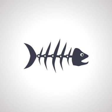 Balık kemiği ikonu. Balık kemikleri izole edilmiş simge