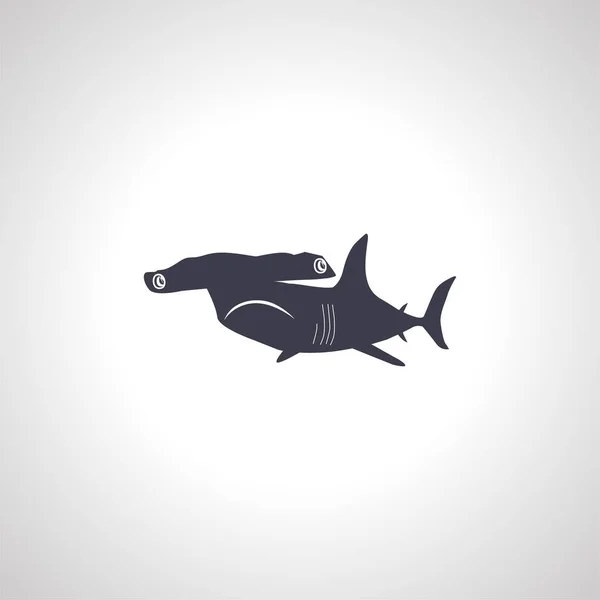 Ícone Tubarão Martelo Ícone Isolado Tubarão Martelo — Vetor de Stock