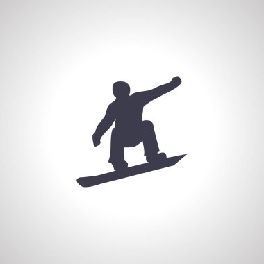 Snowboardcu Silhouette. snowboard sporu izole edilmiş simgesi.