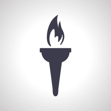 Sütun simgesiyle yanan Meşale Ateşi. Olimpiyat meşale simgesi.