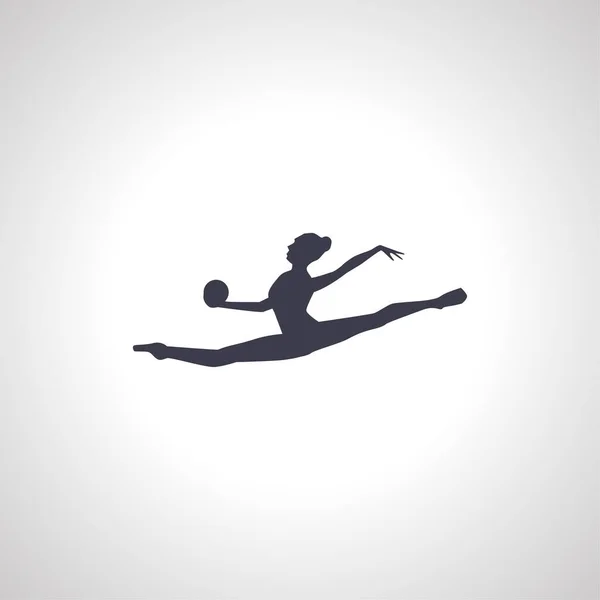 Split Jump Ball Silhouette Gymnast Isolated Icon — Stock Vector