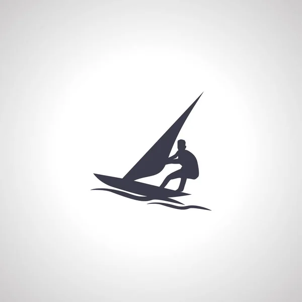 Planche Voile Icône Isolée Silhouette Windsurfer — Image vectorielle