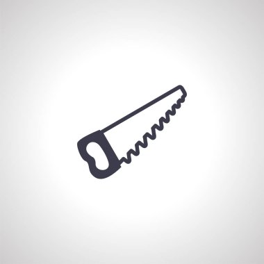 Testere ikonu. Tahta izole edilmiş simge