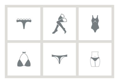 Tanga ve sütyen ikonlu iç çamaşırı.