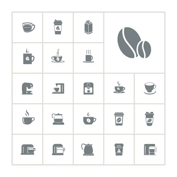 Kávová Ikona Set Kávovými Zrny Odnést Šálek Kávy — Stockový vektor