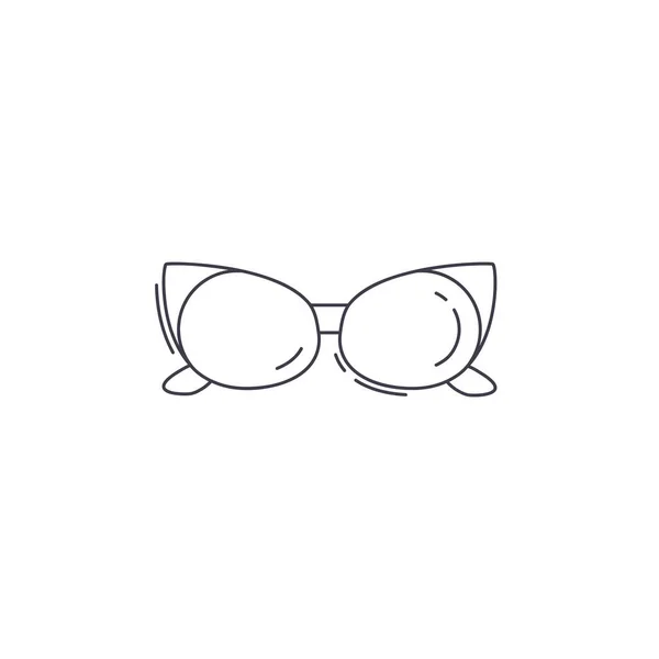女性のメガネラインアイコン 女性猫眼鏡薄いラインアイコン — ストックベクタ