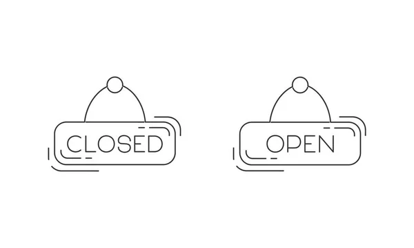 Closed Open Store Thin Line Icon — Stock Vector