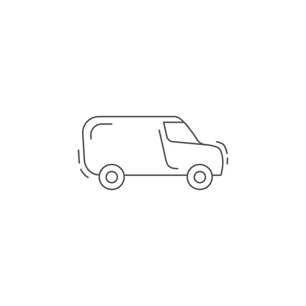 Icono Línea Monovolumen Mini Van Entrega Camión Línea Delgada Icono — Vector de stock