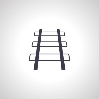 Raylar simgesi. Demiryolu beyaz arkaplanda izole edilmiş simge