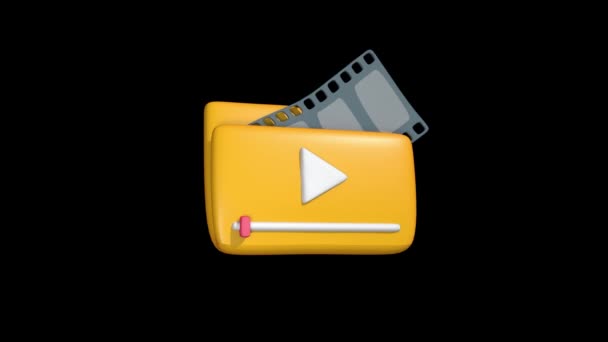 Video Folder Animated Icon Папка Видео Кнопки Воспроизведения Иконка Анимации — стоковое видео