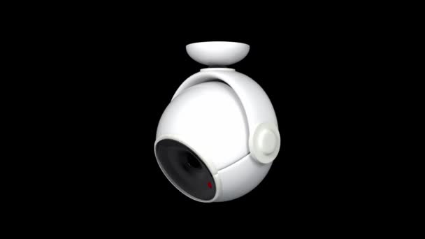 在现实的3D设计中使用圆形安全摄像头 安全摄像头3D图标动画 — 图库视频影像