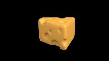 Peynir parçaları karikatür 3D ikon animasyonu. izole peynir 360 animasyonu.